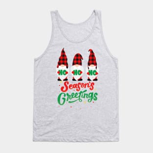 Charming 'Season's Greetings' Holiday Shirt with Festive Gnomes Tank Top